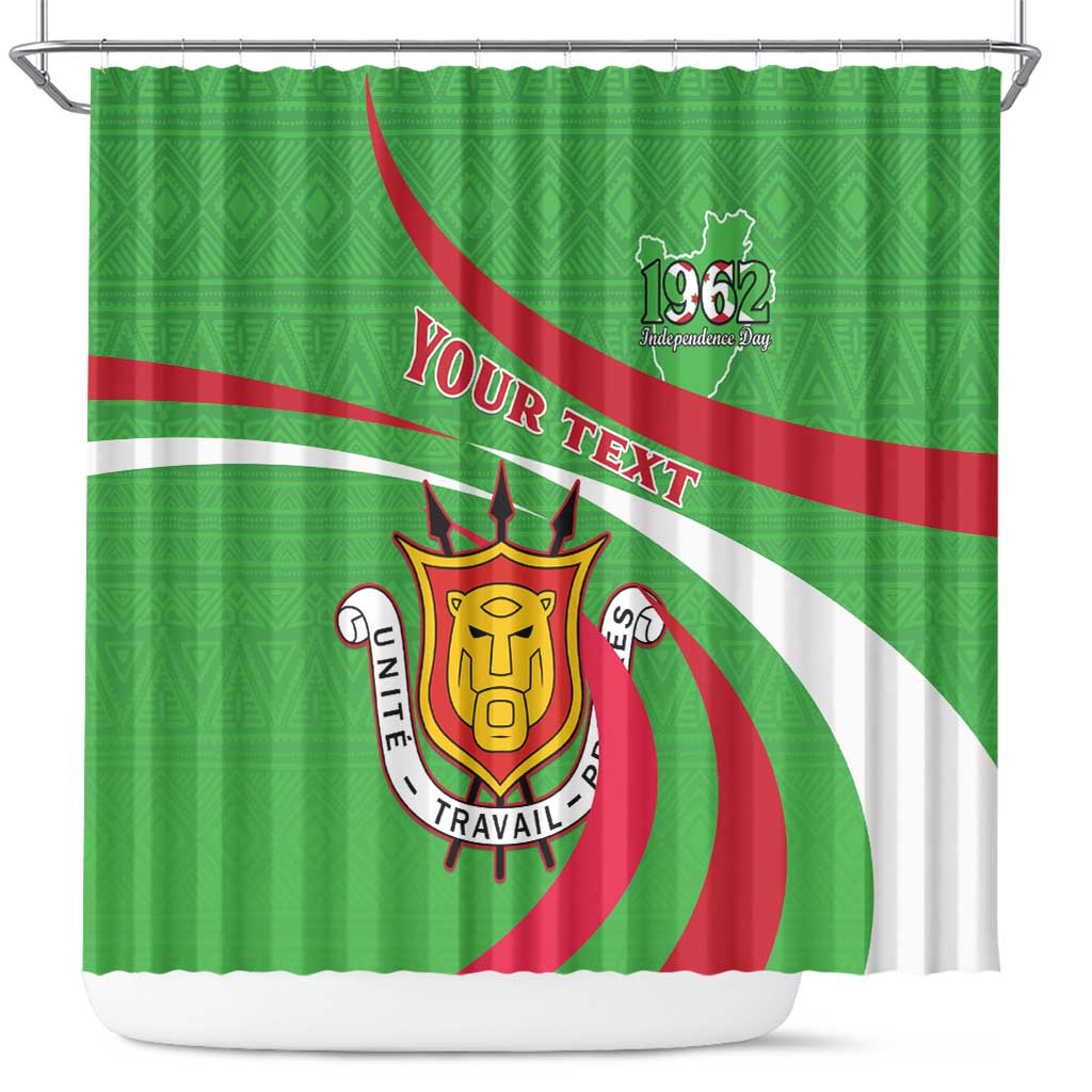 Personalized Burundi Independence Day Shower Curtain Coat Of Arms With Map
