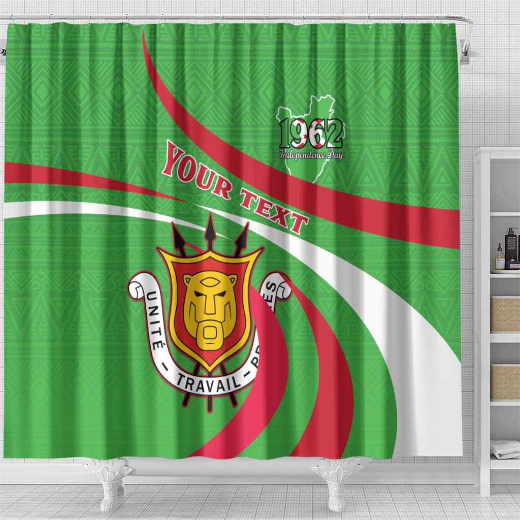 Personalized Burundi Independence Day Shower Curtain Coat Of Arms With Map