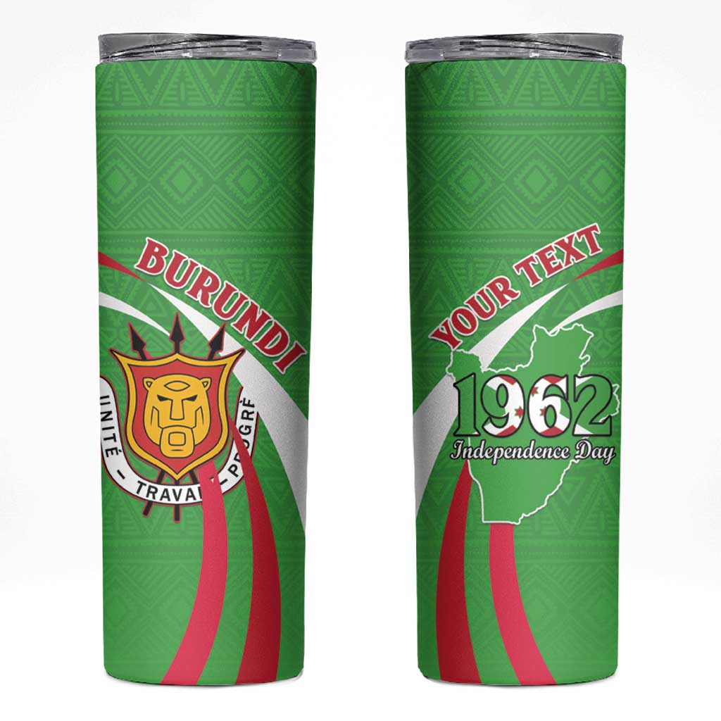 Personalized Burundi Independence Day Skinny Tumbler Coat Of Arms With Map