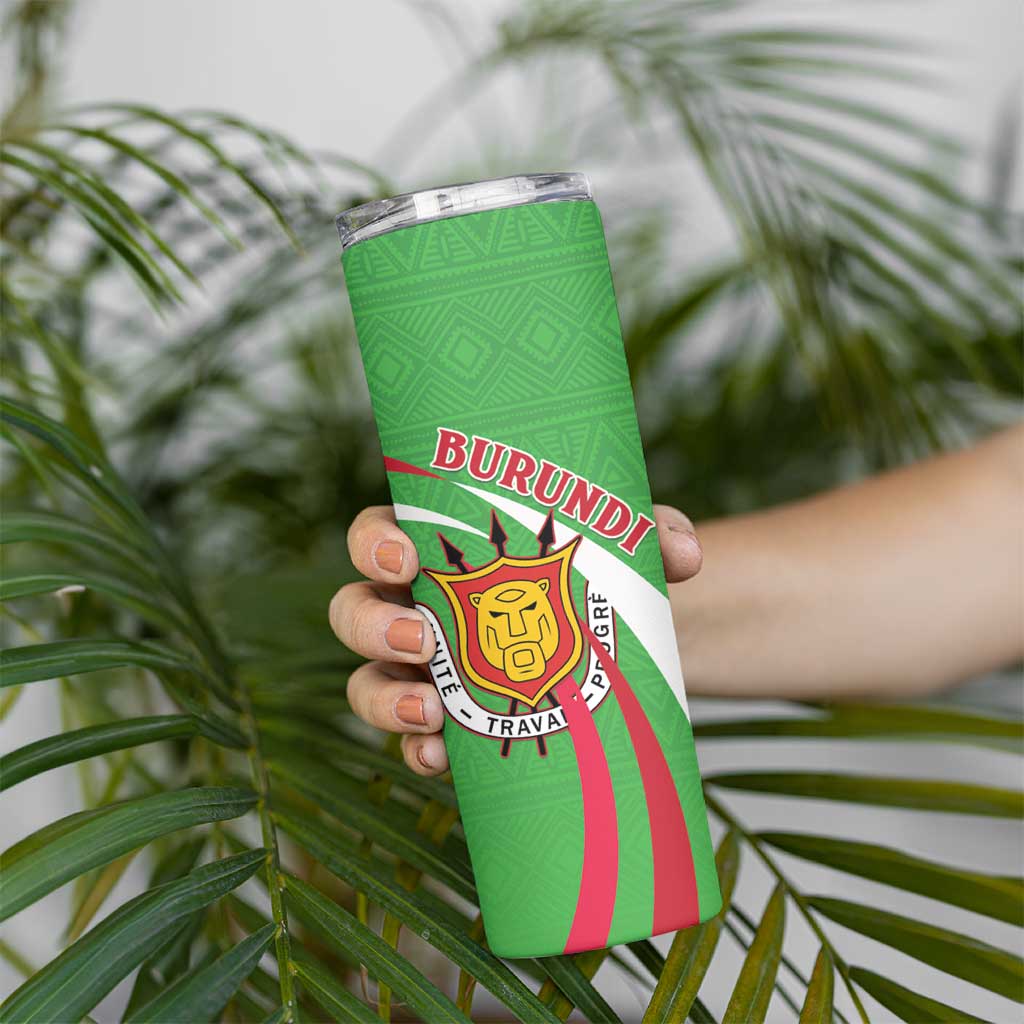 Personalized Burundi Independence Day Skinny Tumbler Coat Of Arms With Map