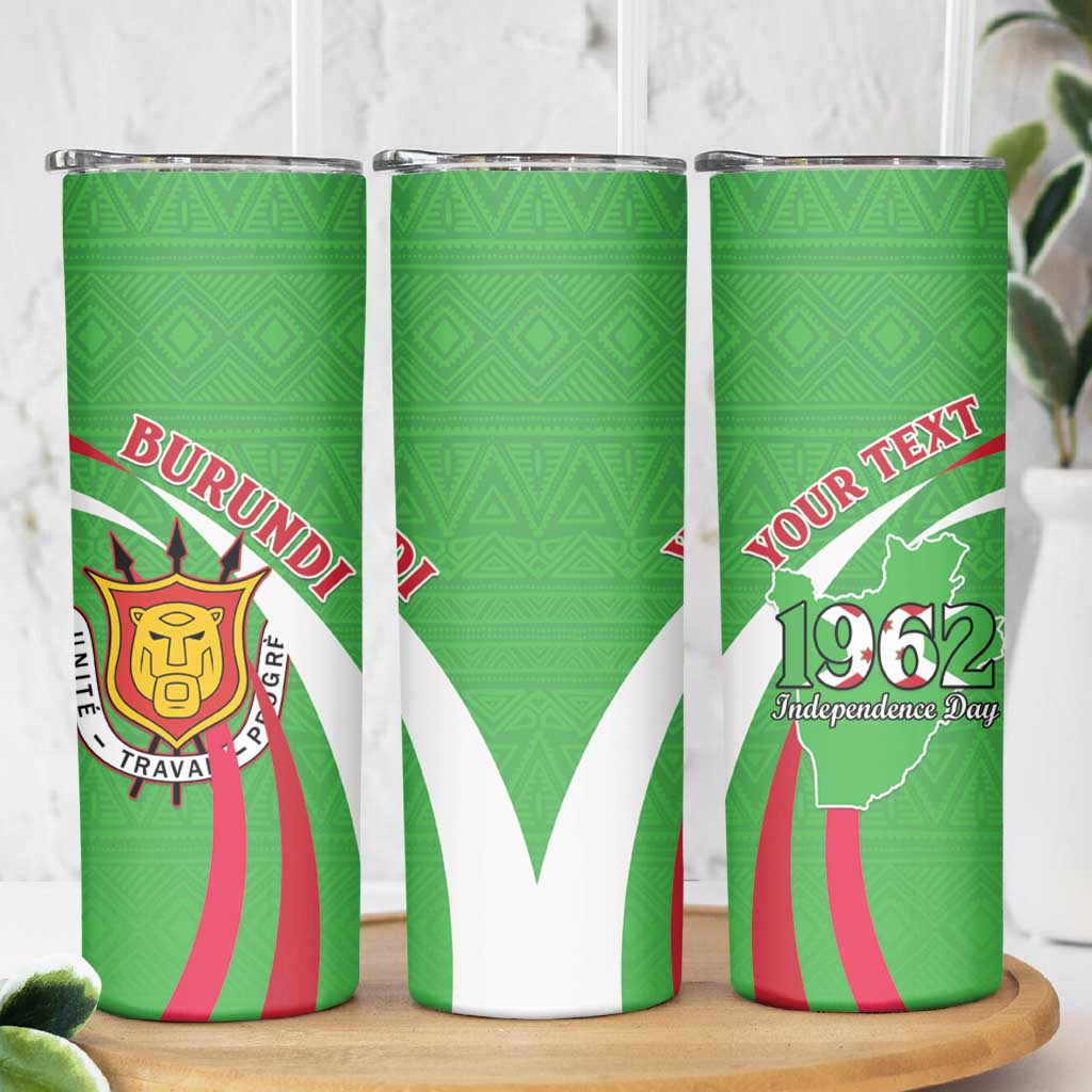 Personalized Burundi Independence Day Skinny Tumbler Coat Of Arms With Map