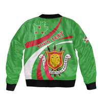 Personalized Burundi Independence Day Sleeve Zip Bomber Jacket Coat Of Arms With Map