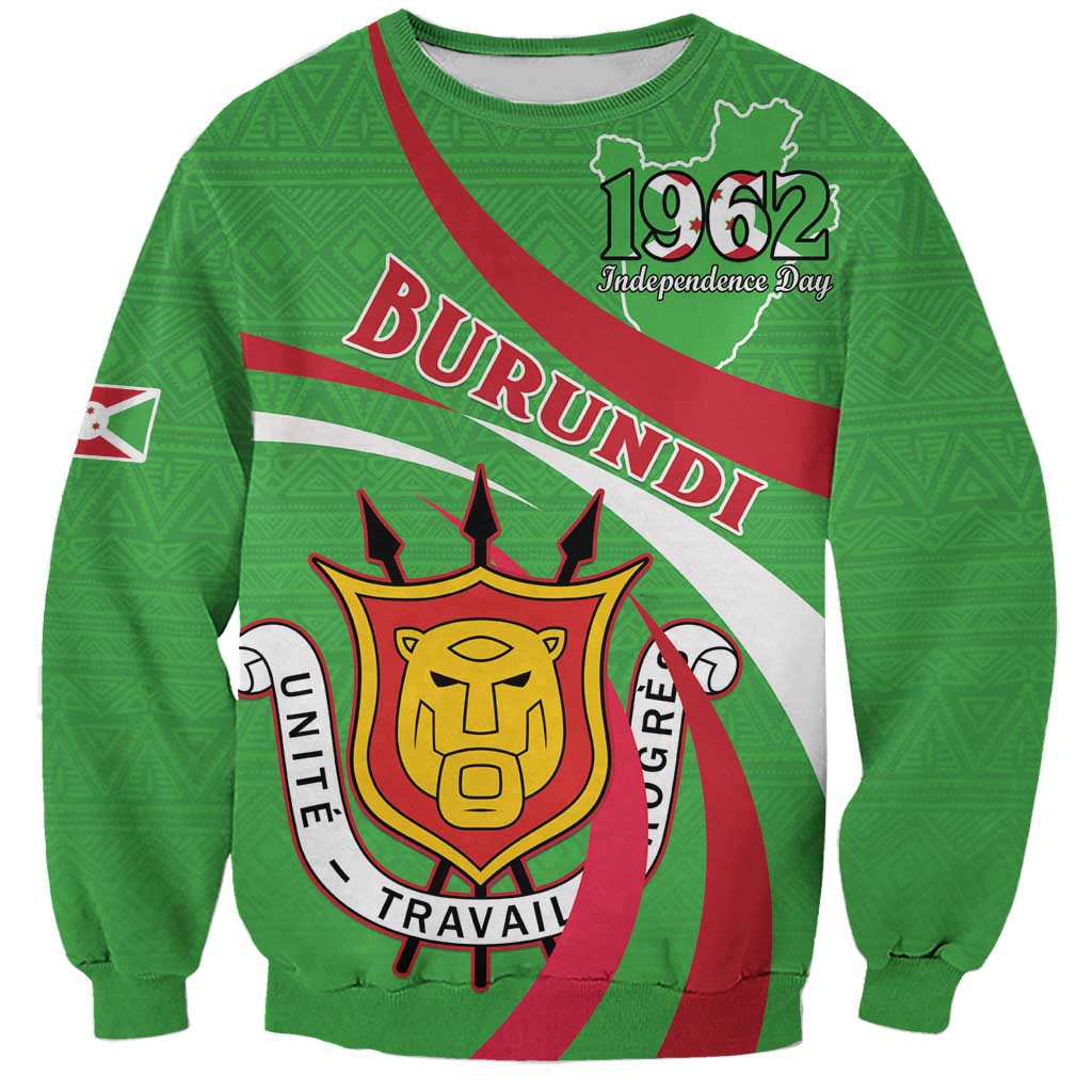 Personalized Burundi Independence Day Sweatshirt Coat Of Arms With Map