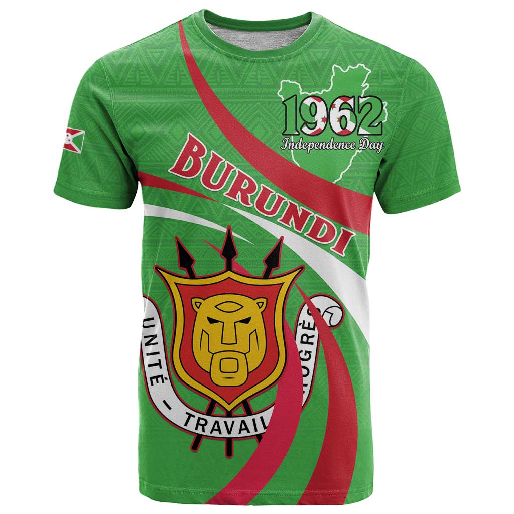 Personalized Burundi Independence Day T Shirt Coat Of Arms With Map