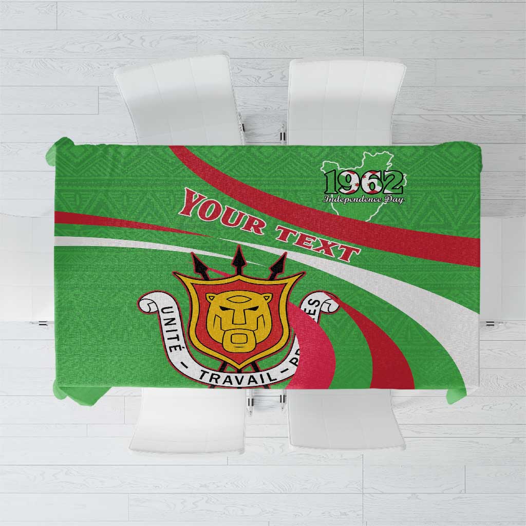 Personalized Burundi Independence Day Tablecloth Coat Of Arms With Map