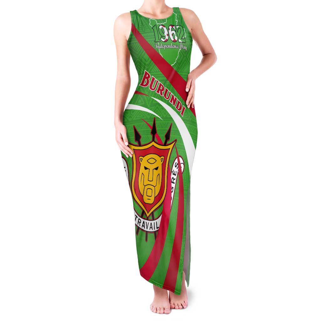 Personalized Burundi Independence Day Tank Maxi Dress Coat Of Arms With Map