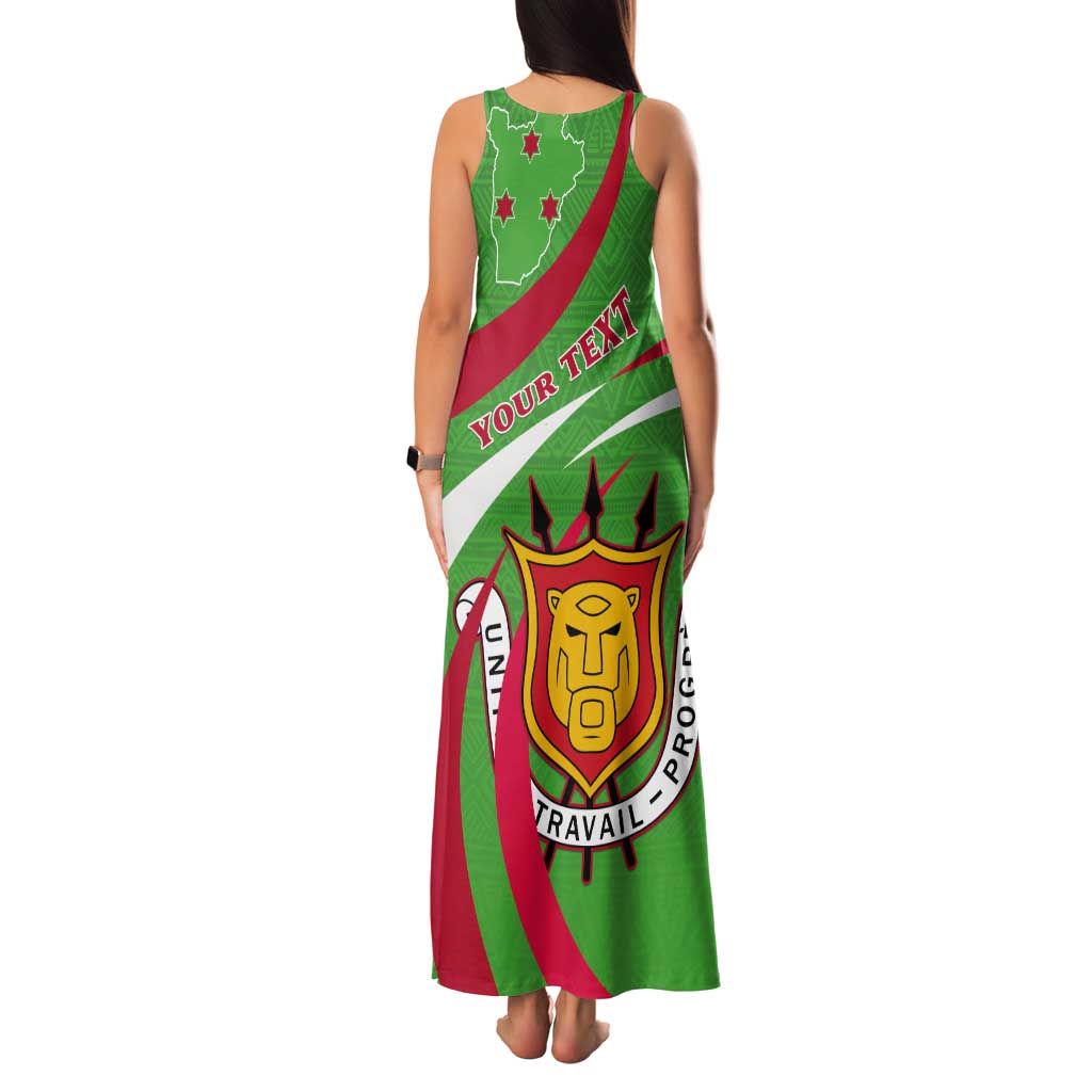 Personalized Burundi Independence Day Tank Maxi Dress Coat Of Arms With Map