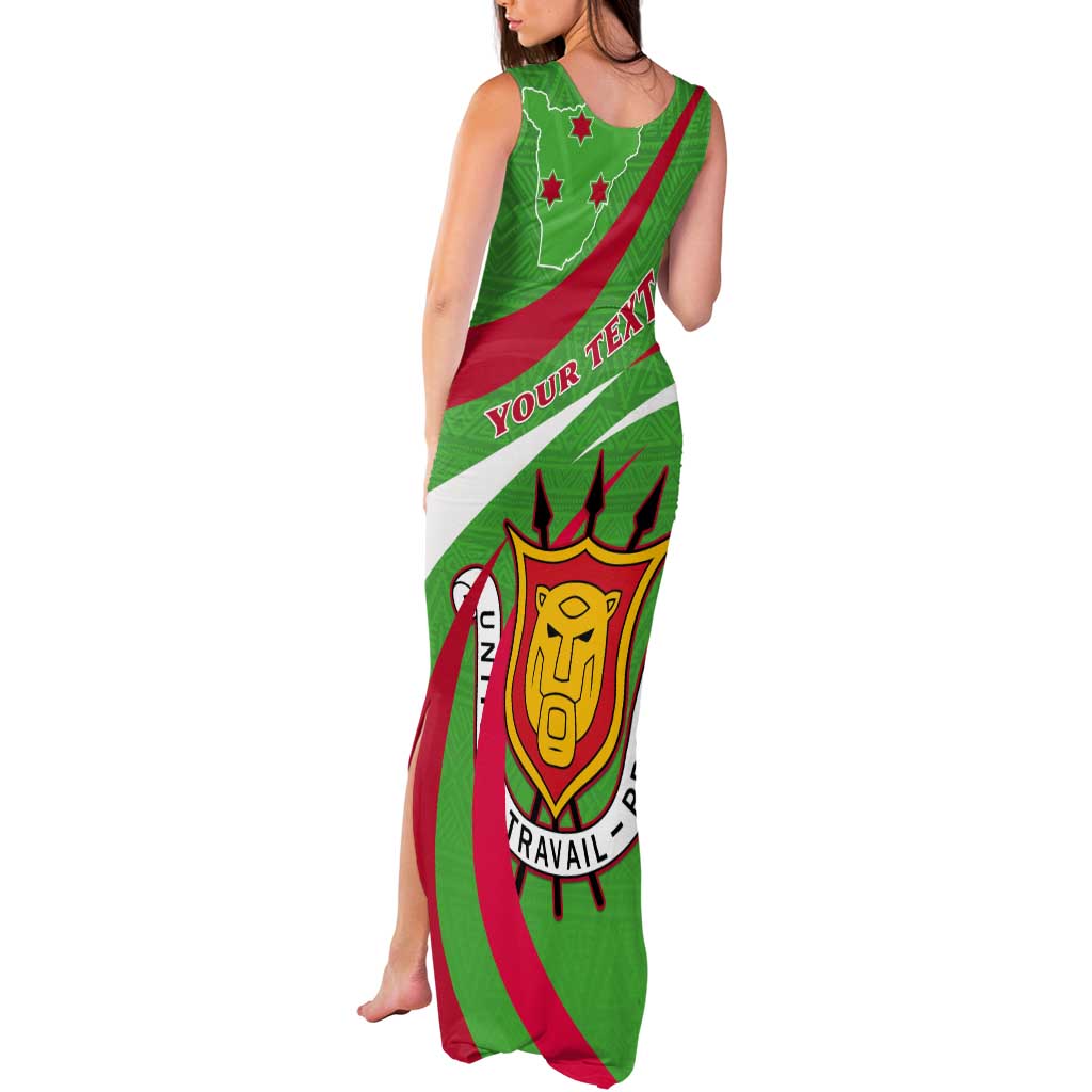 Personalized Burundi Independence Day Tank Maxi Dress Coat Of Arms With Map