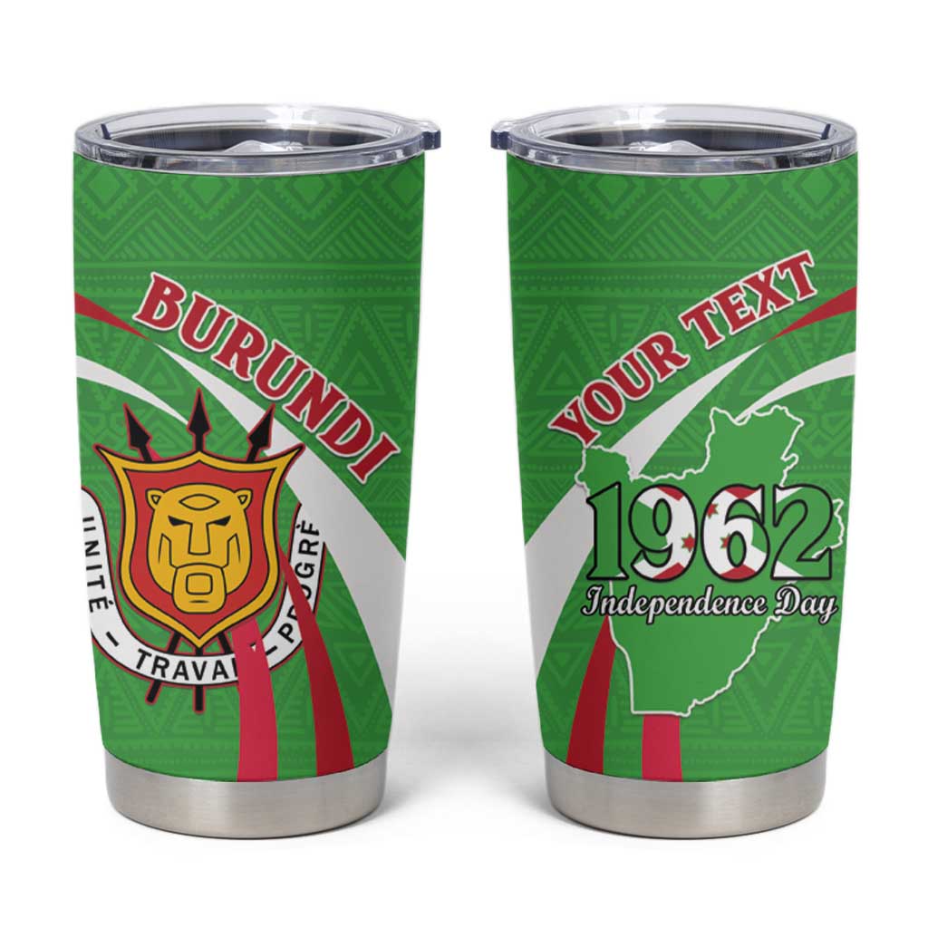 Personalized Burundi Independence Day Tumbler Cup Coat Of Arms With Map