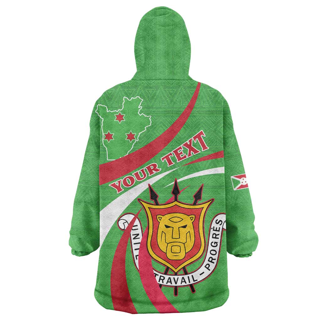 Personalized Burundi Independence Day Wearable Blanket Hoodie Coat Of Arms With Map
