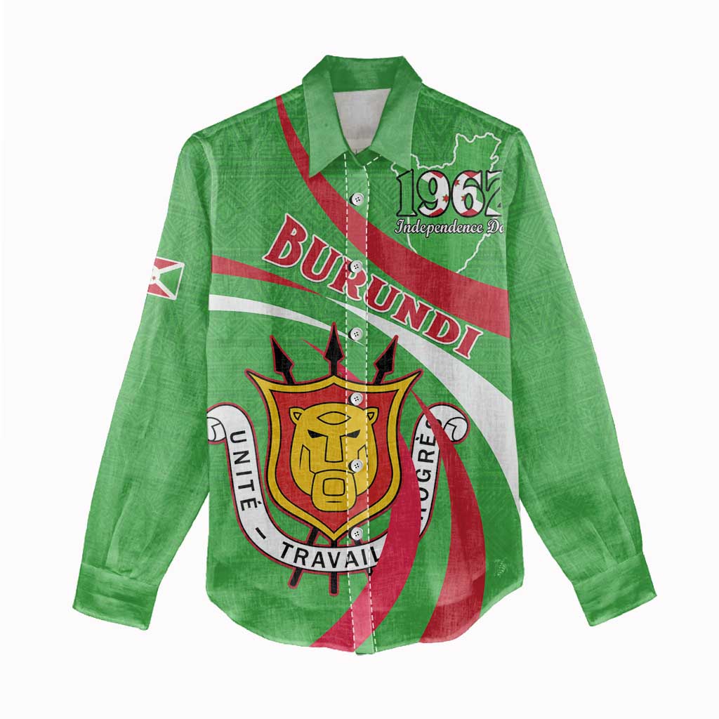 Personalized Burundi Independence Day Women Casual Shirt Coat Of Arms With Map