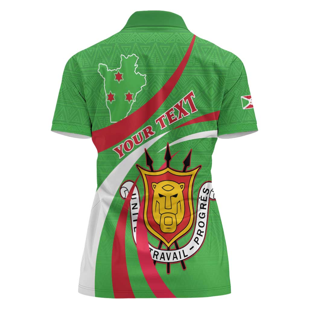 Personalized Burundi Independence Day Women Polo Shirt Coat Of Arms With Map