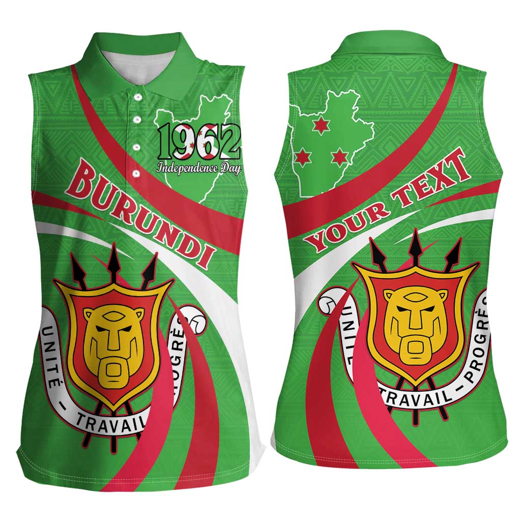 Personalized Burundi Independence Day Women Sleeveless Polo Shirt Coat Of Arms With Map