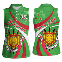 Personalized Burundi Independence Day Women Sleeveless Polo Shirt Coat Of Arms With Map