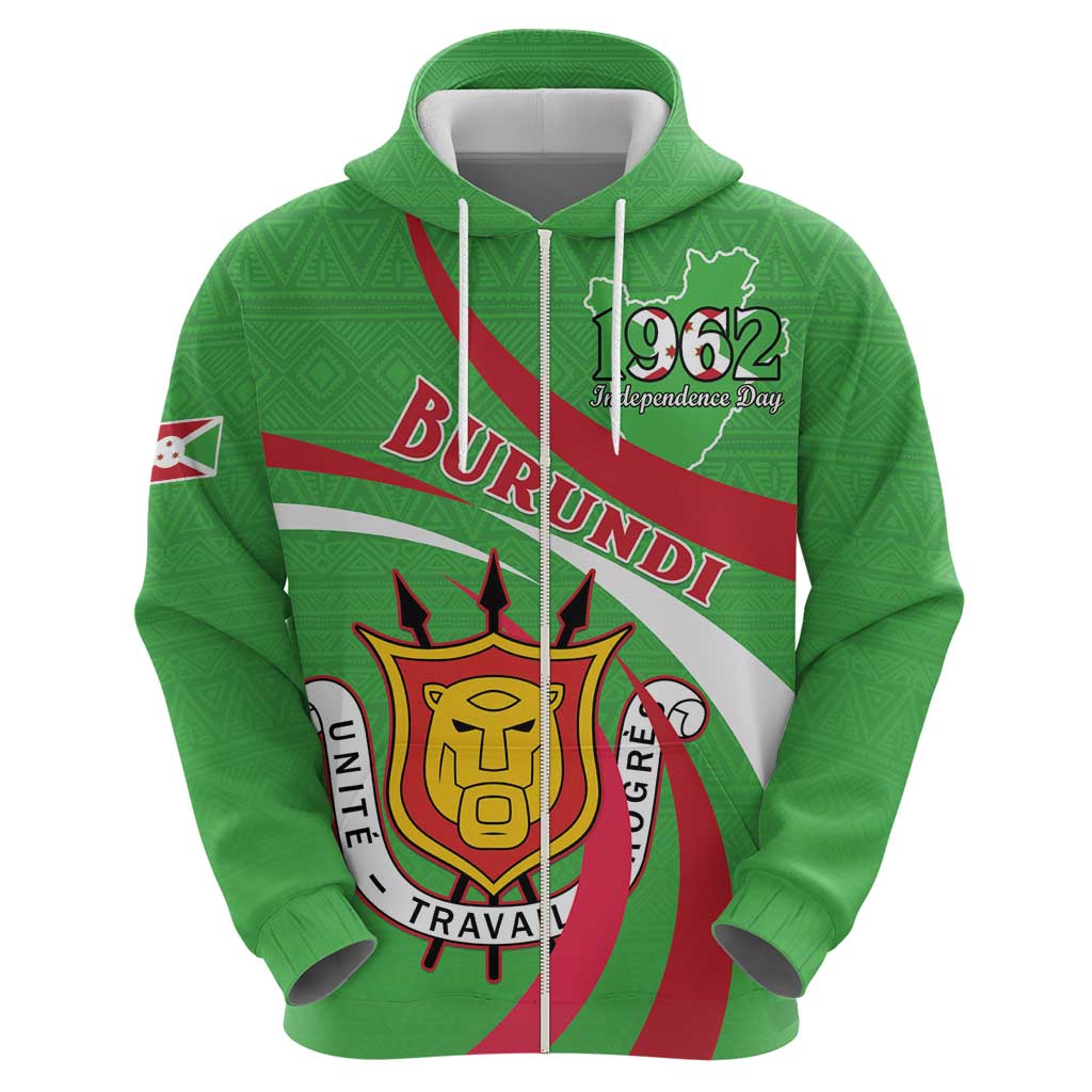Personalized Burundi Independence Day Zip Hoodie Coat Of Arms With Map