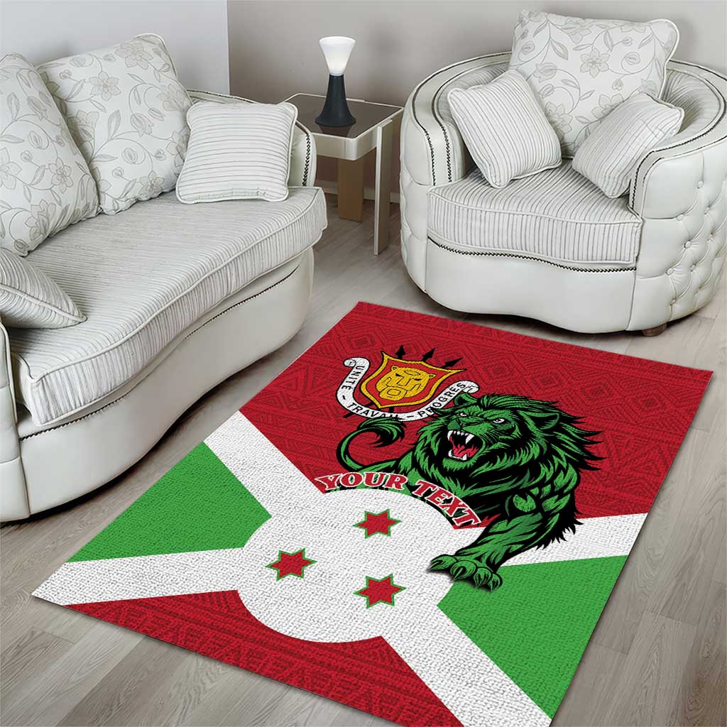 Personalized Burundi Area Rug Lion and Coat Of Arms - Flag Style