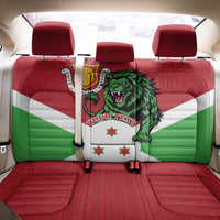 Personalized Burundi Back Car Seat Cover Lion and Coat Of Arms - Flag Style