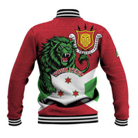 Personalized Burundi Baseball Jacket Lion and Coat Of Arms - Flag Style
