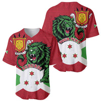 Personalized Burundi Baseball Jersey Lion and Coat Of Arms - Flag Style