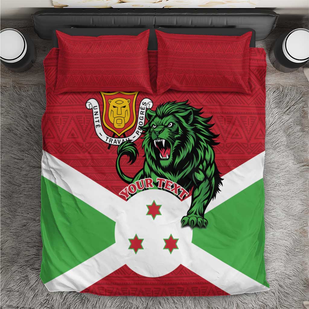 Personalized Burundi Bedding Set Lion and Coat Of Arms - Flag Style