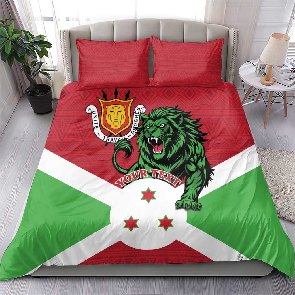 Personalized Burundi Bedding Set Lion and Coat Of Arms - Flag Style