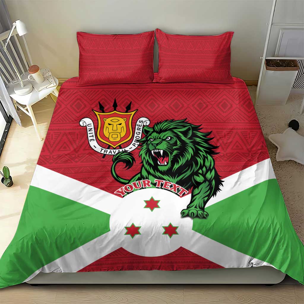 Personalized Burundi Bedding Set Lion and Coat Of Arms - Flag Style