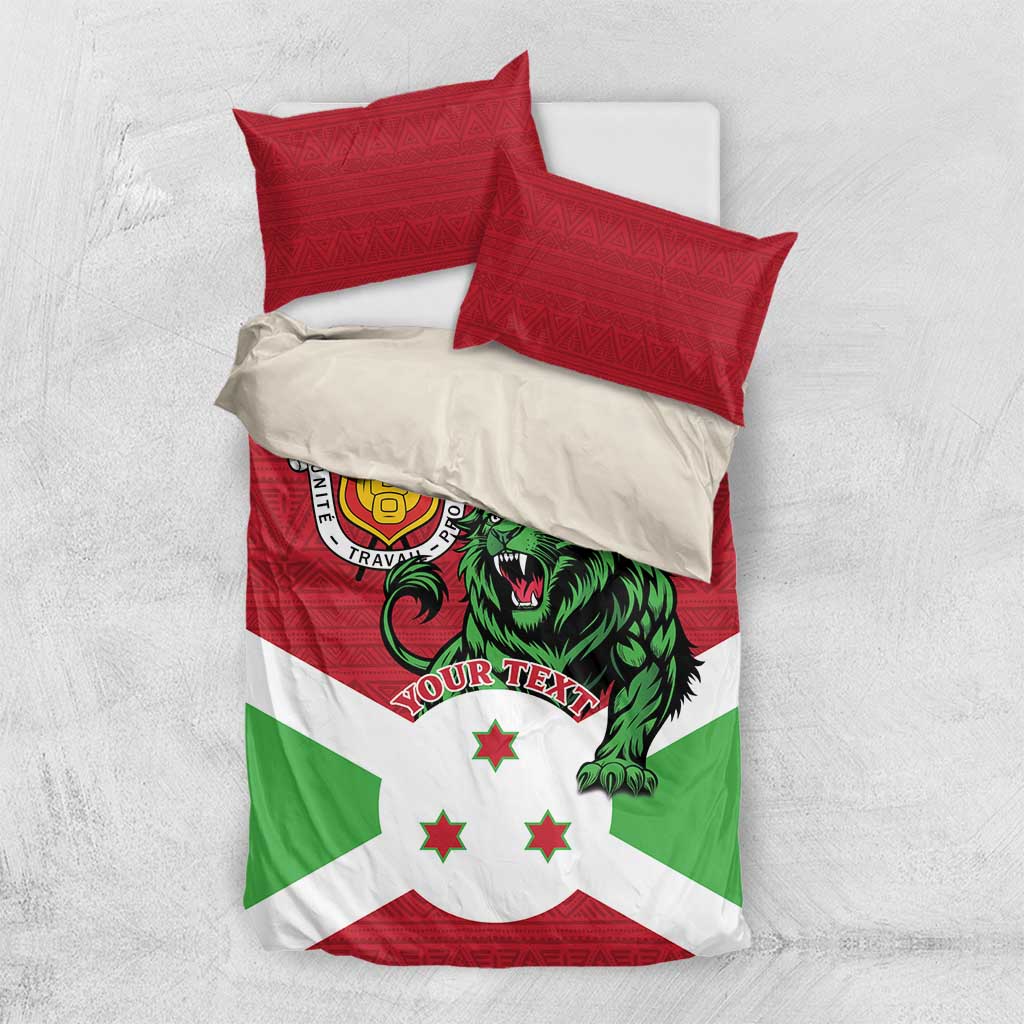 Personalized Burundi Bedding Set Lion and Coat Of Arms - Flag Style
