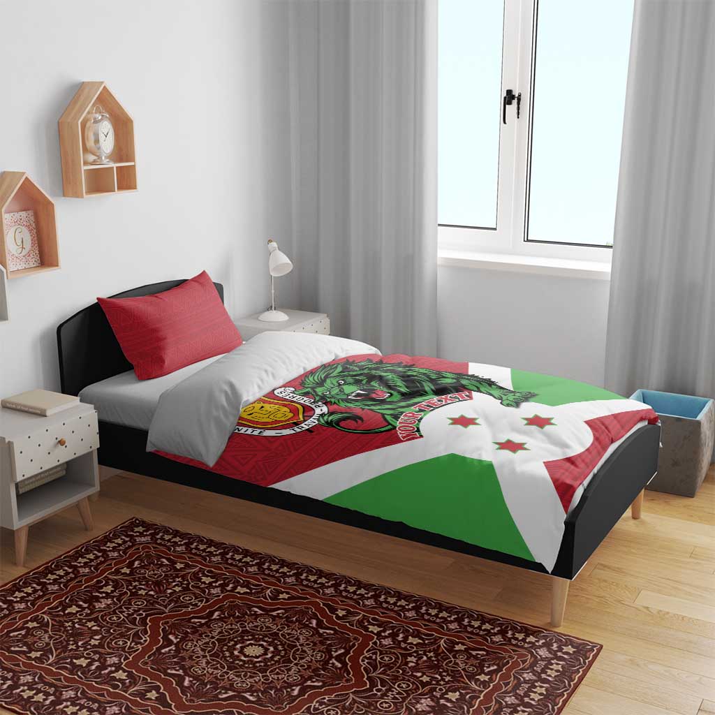Personalized Burundi Bedding Set Lion and Coat Of Arms - Flag Style