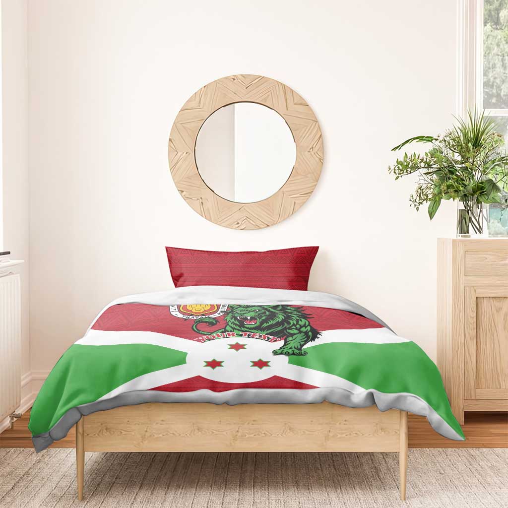 Personalized Burundi Bedding Set Lion and Coat Of Arms - Flag Style