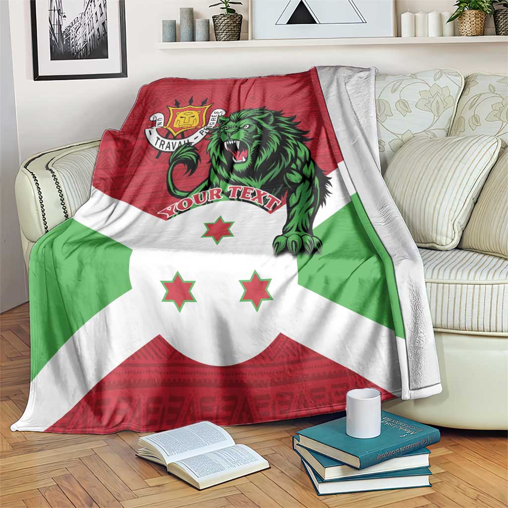 Personalized Burundi Blanket Lion and Coat Of Arms - Flag Style