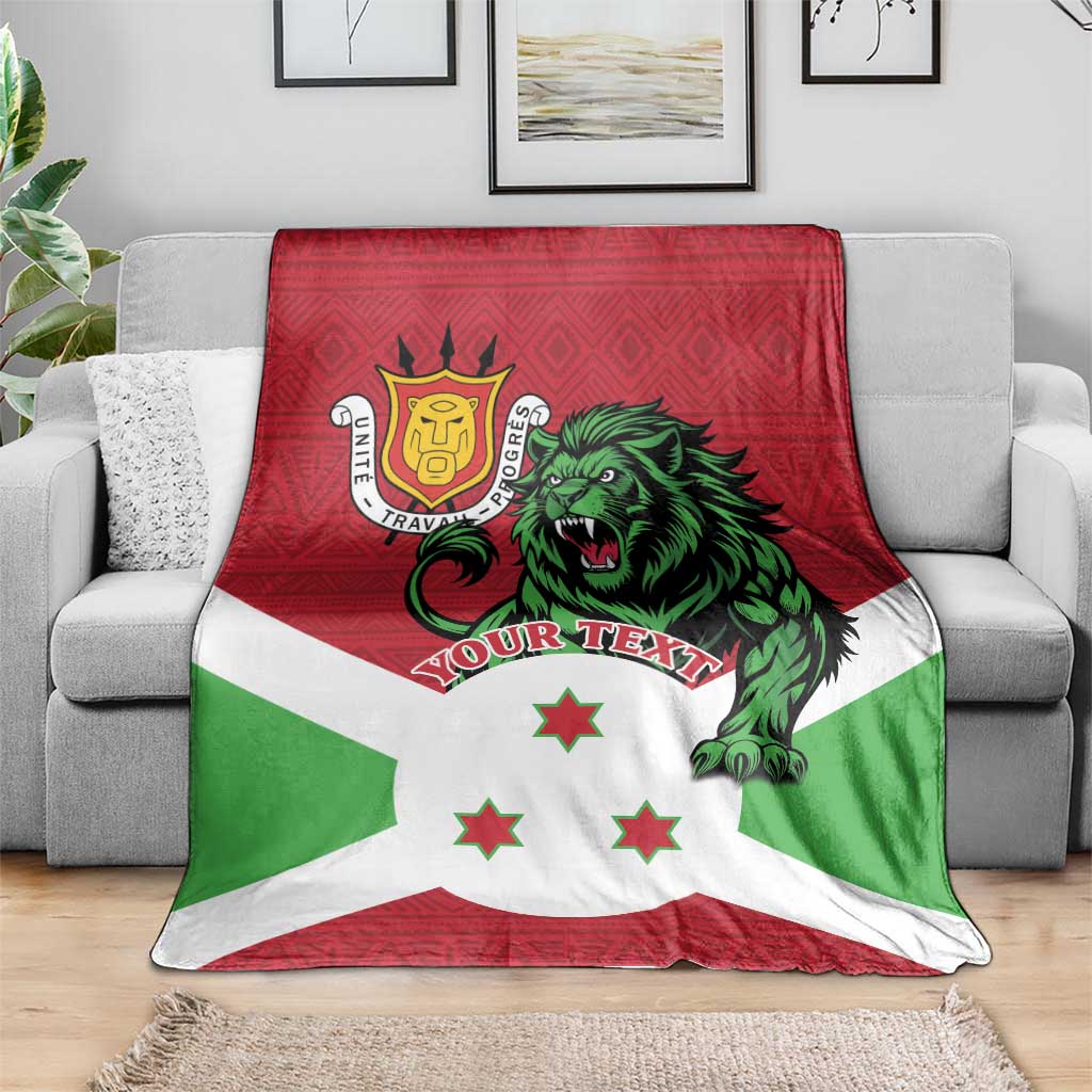 Personalized Burundi Blanket Lion and Coat Of Arms - Flag Style