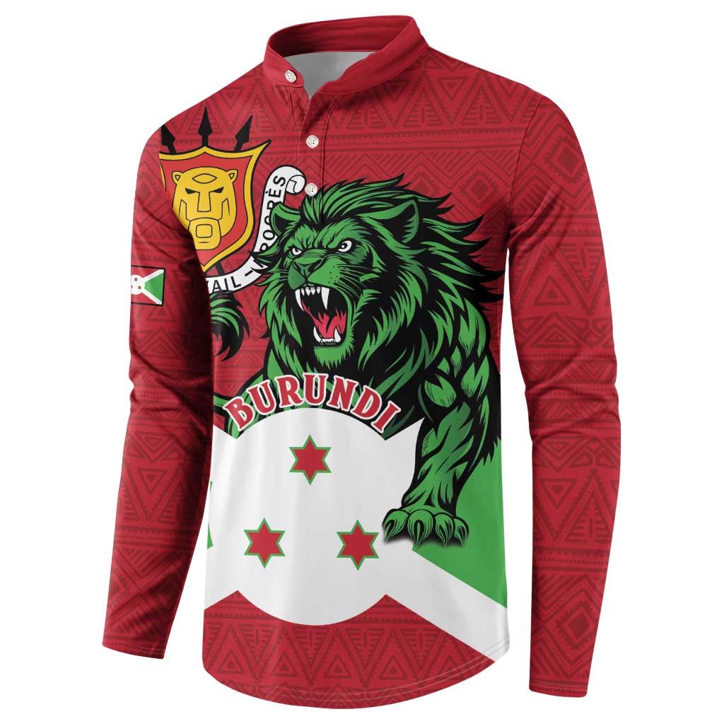 Personalized Burundi Button Sweatshirt Lion and Coat Of Arms - Flag Style