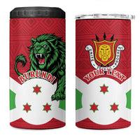 Personalized Burundi 4 in 1 Can Cooler Tumbler Lion and Coat Of Arms - Flag Style