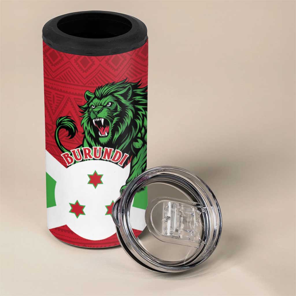 Personalized Burundi 4 in 1 Can Cooler Tumbler Lion and Coat Of Arms - Flag Style