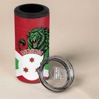 Personalized Burundi 4 in 1 Can Cooler Tumbler Lion and Coat Of Arms - Flag Style