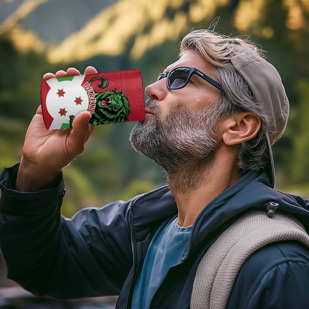 Personalized Burundi 4 in 1 Can Cooler Tumbler Lion and Coat Of Arms - Flag Style