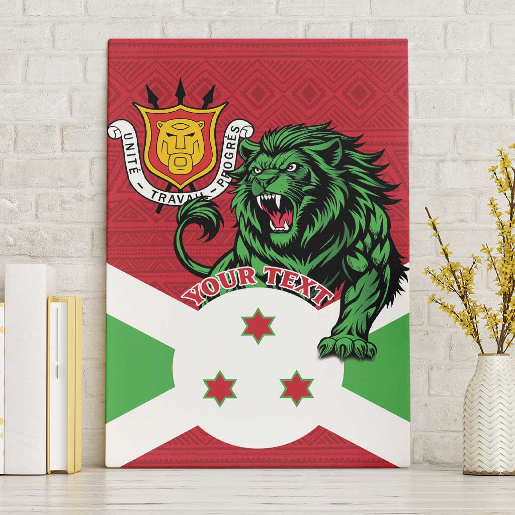 Personalized Burundi Canvas Wall Art Lion and Coat Of Arms - Flag Style
