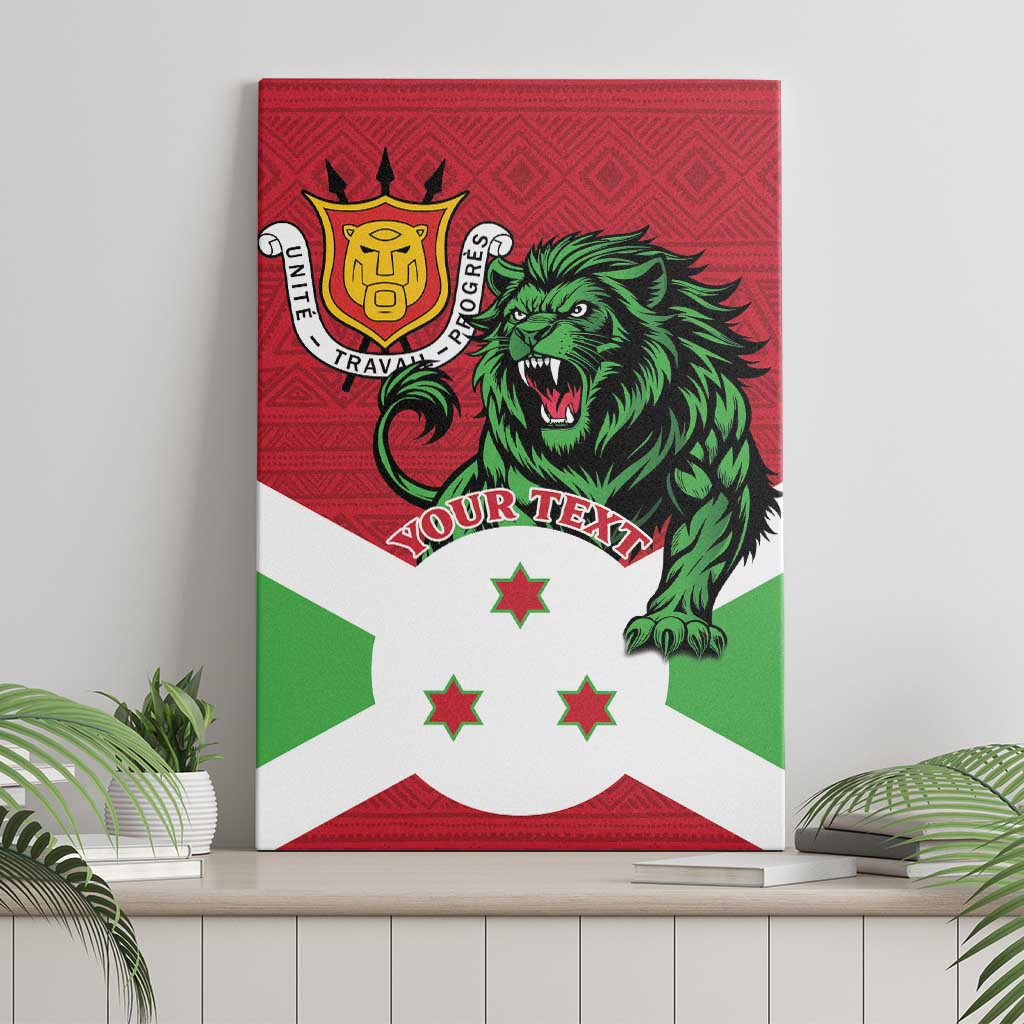 Personalized Burundi Canvas Wall Art Lion and Coat Of Arms - Flag Style
