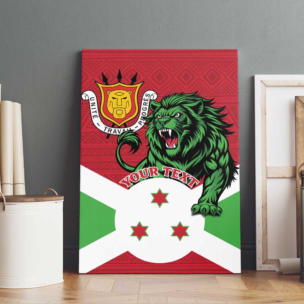 Personalized Burundi Canvas Wall Art Lion and Coat Of Arms - Flag Style