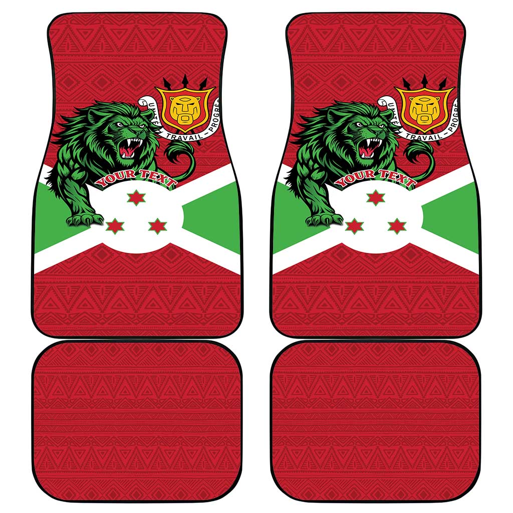 Personalized Burundi Car Mats Lion and Coat Of Arms - Flag Style