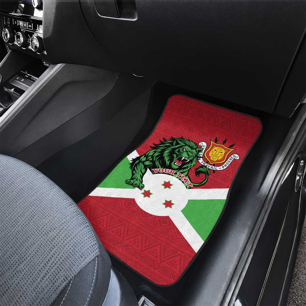 Personalized Burundi Car Mats Lion and Coat Of Arms - Flag Style