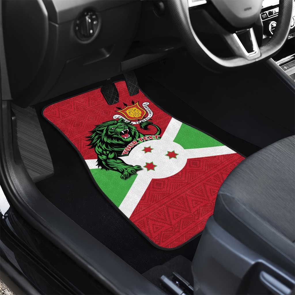 Personalized Burundi Car Mats Lion and Coat Of Arms - Flag Style