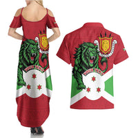 Personalized Burundi Couples Matching Summer Maxi Dress and Hawaiian Shirt Lion and Coat Of Arms - Flag Style