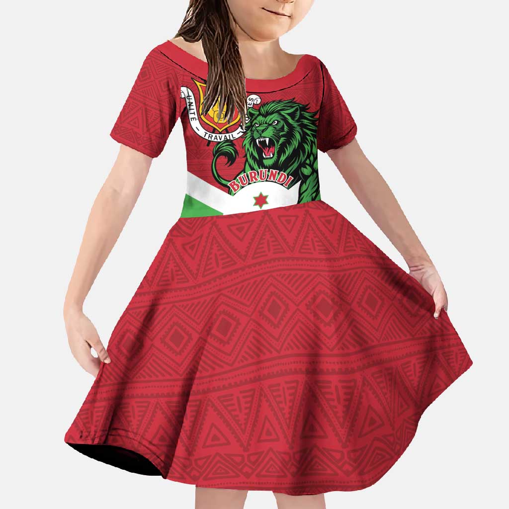 Personalized Burundi Family Matching Off Shoulder Maxi Dress and Hawaiian Shirt Lion and Coat Of Arms - Flag Style