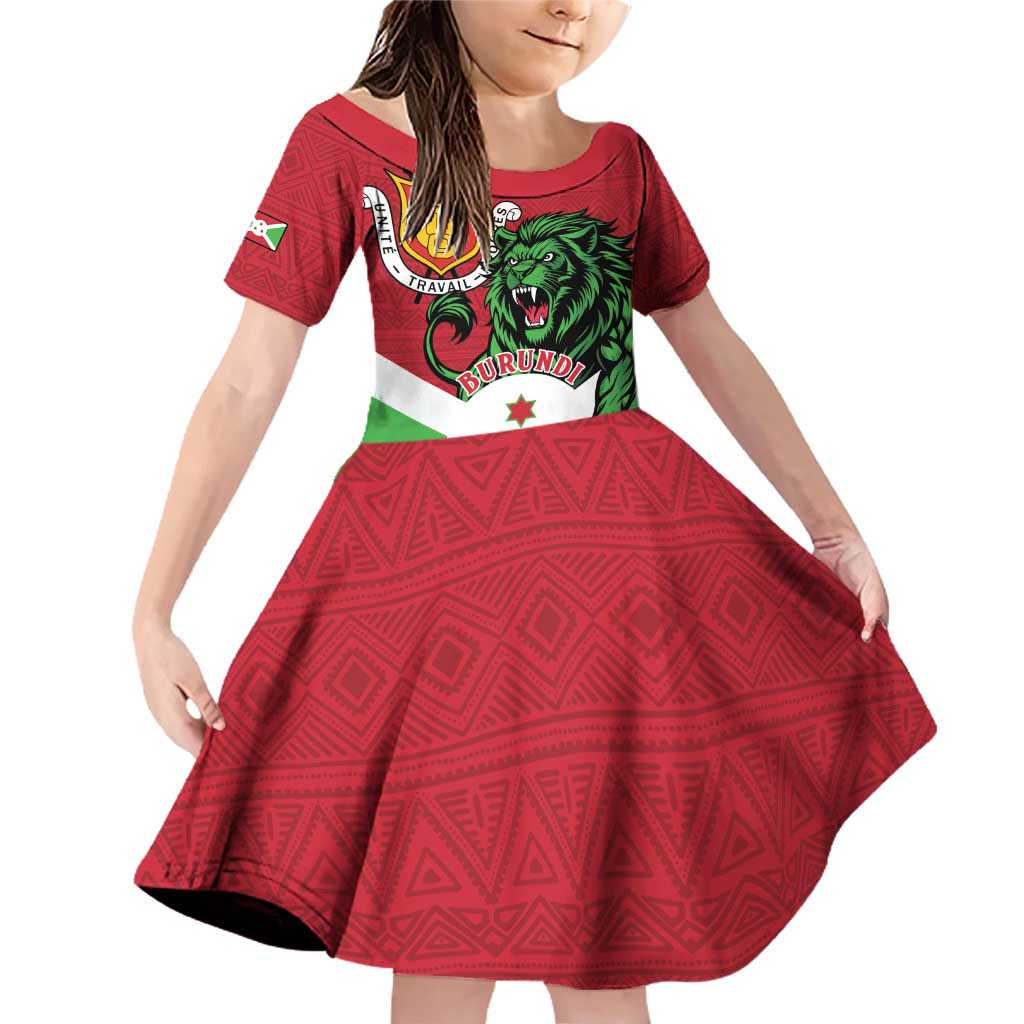 Personalized Burundi Family Matching Off Shoulder Short Dress and Hawaiian Shirt Lion and Coat Of Arms - Flag Style