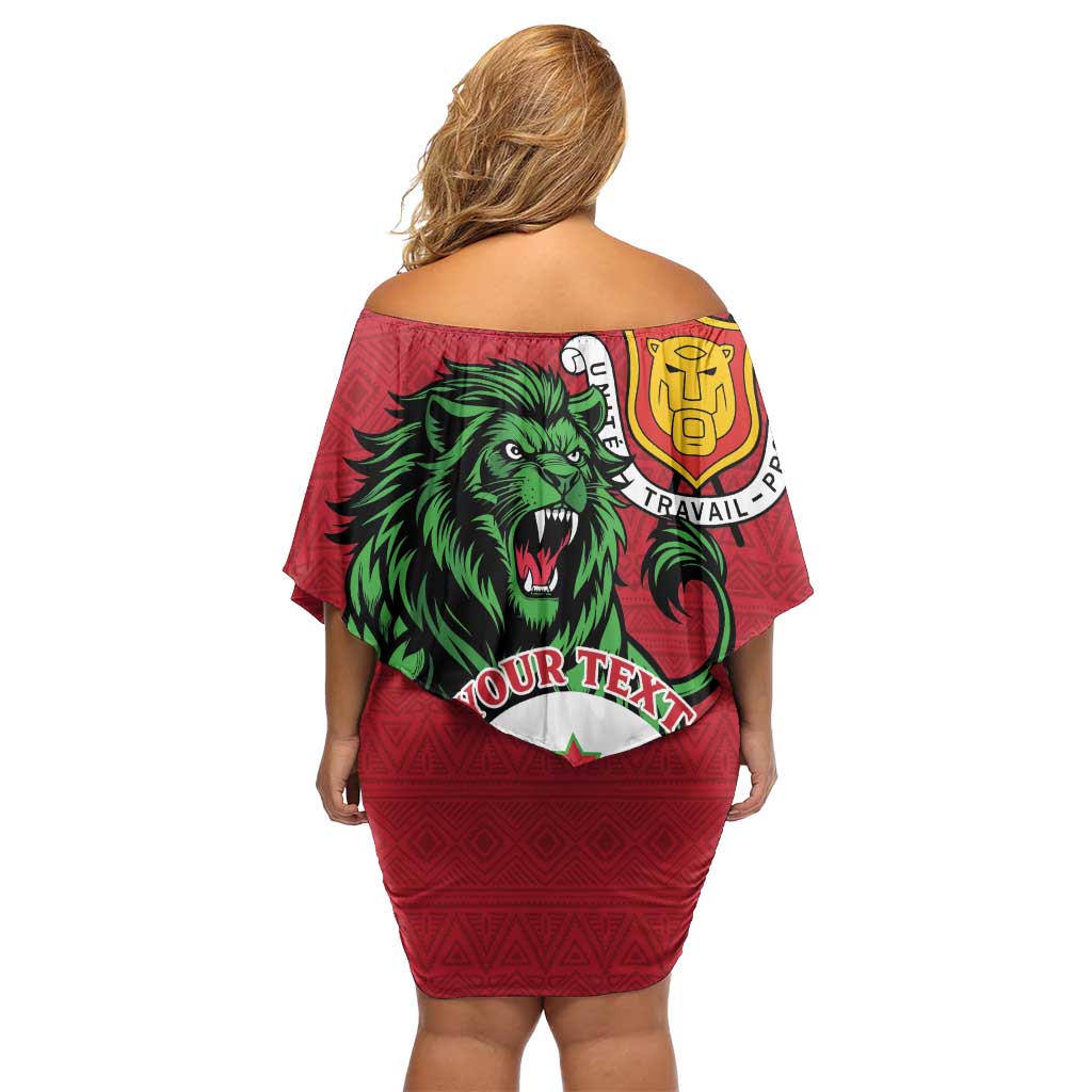 Personalized Burundi Family Matching Off Shoulder Short Dress and Hawaiian Shirt Lion and Coat Of Arms - Flag Style