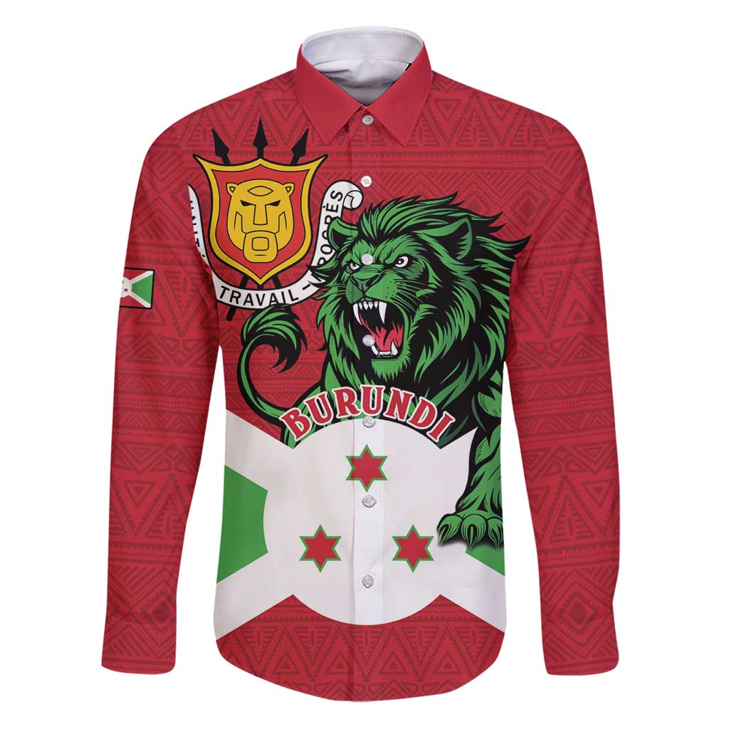 Personalized Burundi Family Matching Puletasi and Hawaiian Shirt Lion and Coat Of Arms - Flag Style