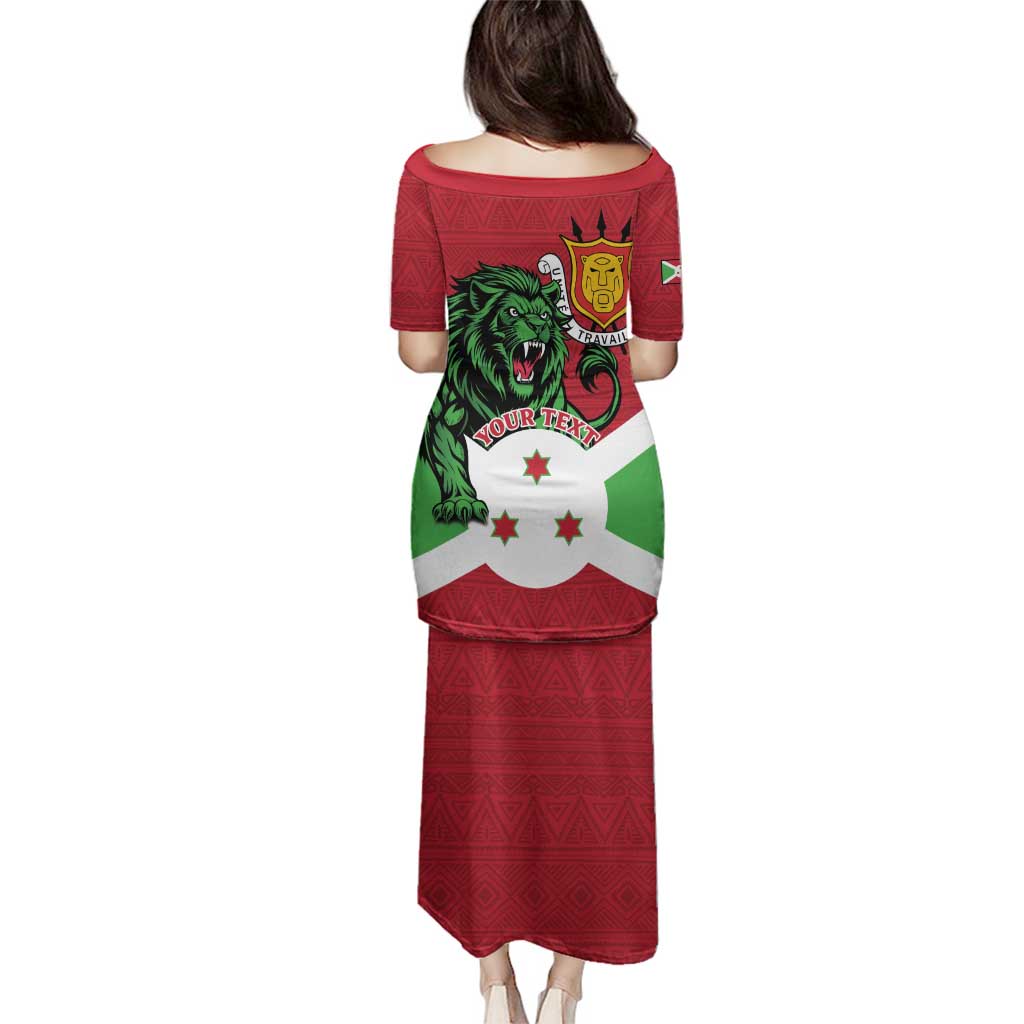 Personalized Burundi Family Matching Puletasi and Hawaiian Shirt Lion and Coat Of Arms - Flag Style
