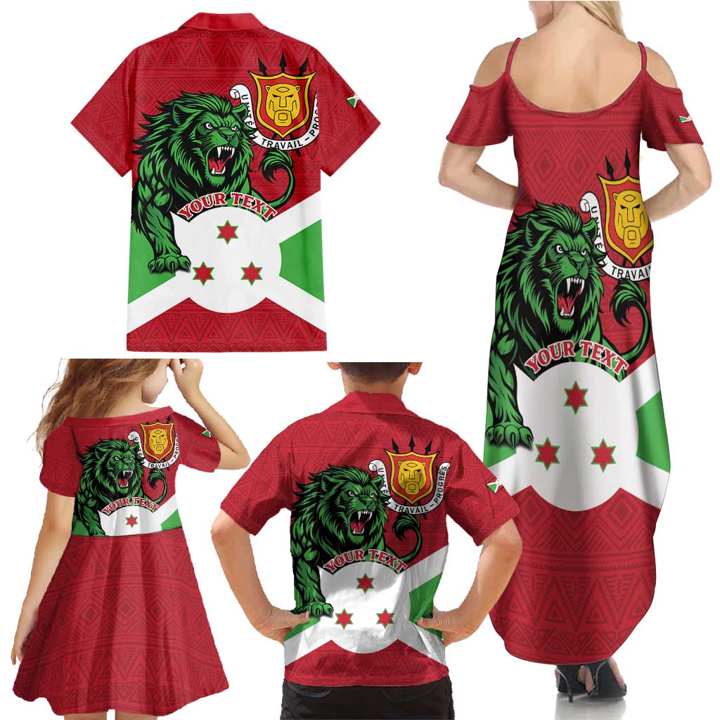 Personalized Burundi Family Matching Summer Maxi Dress and Hawaiian Shirt Lion and Coat Of Arms - Flag Style