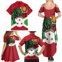 Personalized Burundi Family Matching Summer Maxi Dress and Hawaiian Shirt Lion and Coat Of Arms - Flag Style